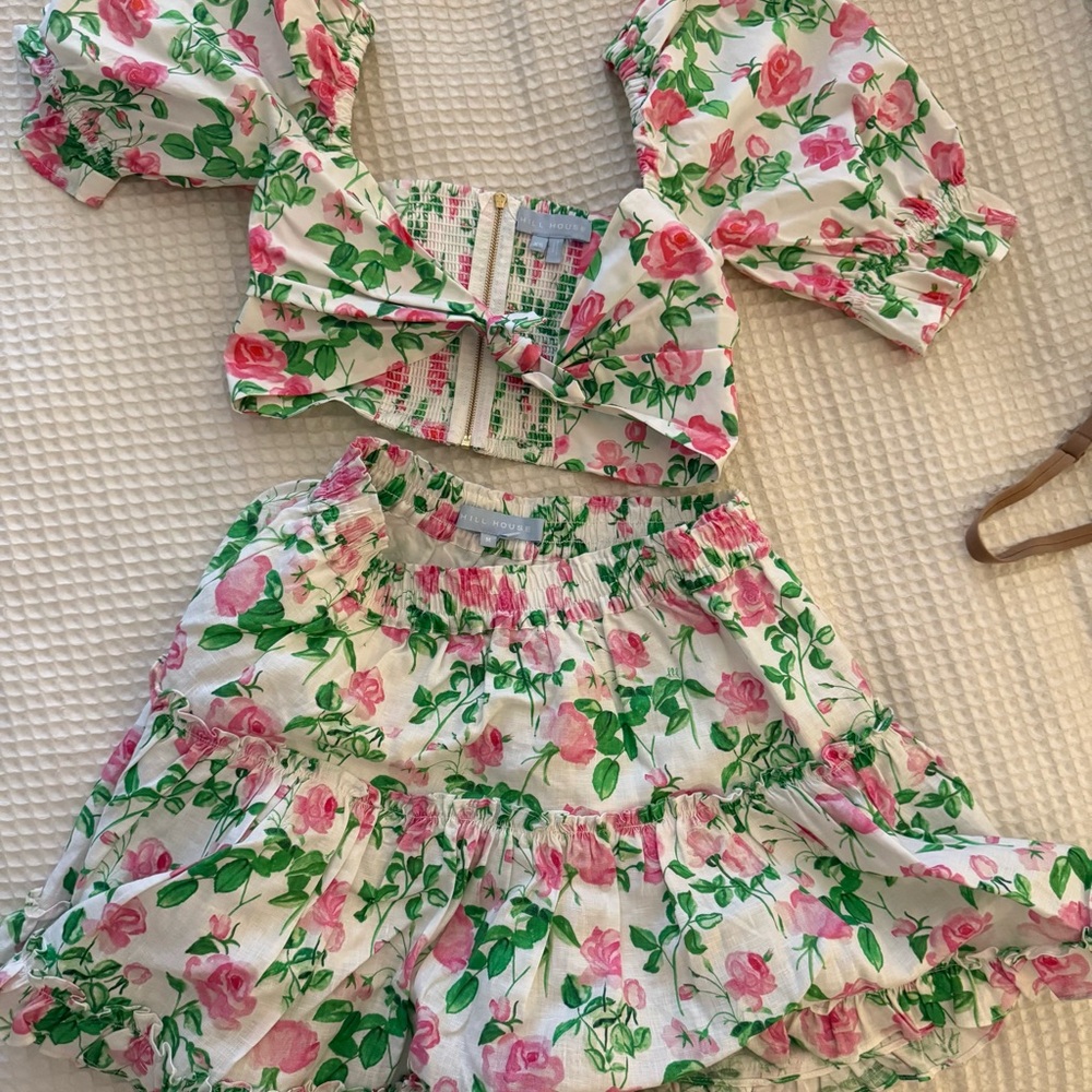 Hill House Floral Mini Skirt - Pink and Green